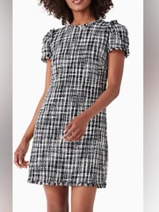 kate spade Dresses & Skirts - Kate Spade Black & White Tweed Shift Dress short sleeve 8 work